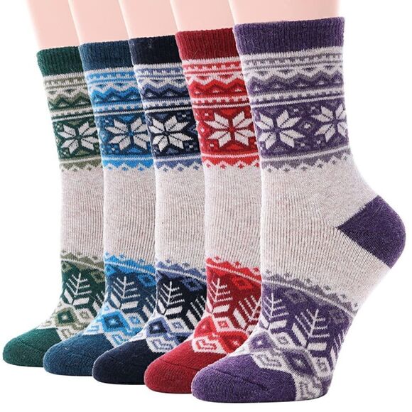 Winter Pattern Merino Wool Blend Socks - Picture 1 of 6